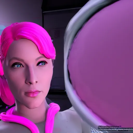 Prompt: Pink woman of science fiction. Unreal Engine 5.