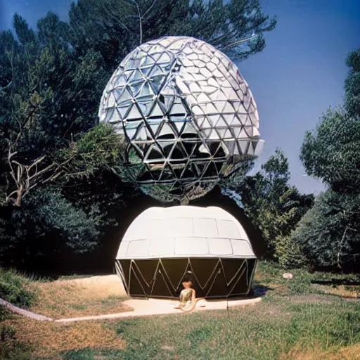 Image similar to futuristic geodesic pod dwelling by buckminster fuller and syd mead, contemporary architecture, photo journalism, photography, cinematic, national geographic photoshoot