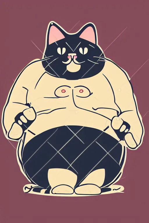 Prompt: Portrait of a cat as a sumo wrestler, sticker, colorful, illustration, highly detailed, simple, smooth and clean vector curves, no jagged lines, vector art, smooth