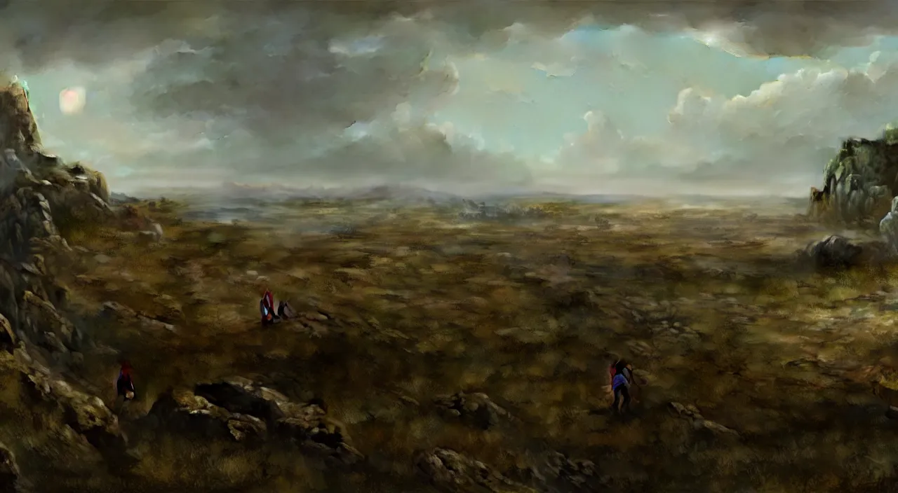 Prompt: hyperrealistic matte painting of a blind georges bataille cinematic lighting james paick courbet 8k wide angle