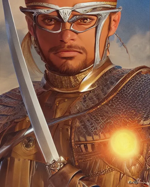 Prompt: ultrareallistic illustration of a spanish conquistador, art by clay mann and takeshi obata, studio ghibli color cheme, portrait, tarot card, sharp focus, unreal engine, detailed, realistic