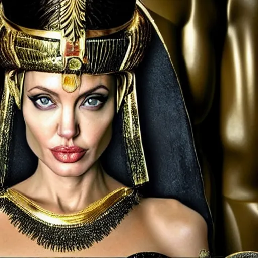 Image similar to an amazing award winning photo of angelina jolie as cleopatra, beautiful masterpiece