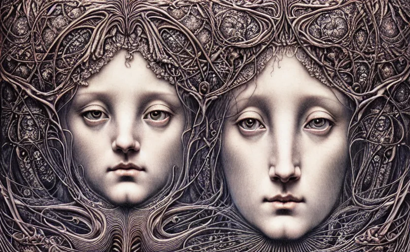 Image similar to detailed realistic beautiful moon goddess face portrait by jean delville, gustave dore, iris van herpen and marco mazzoni, art forms of nature by ernst haeckel, art nouveau, symbolist, visionary, gothic, neo - gothic, pre - raphaelite, fractal lace, intricate alien botanicals, ai biodiversity, surreality, hyperdetailed ultrasharp octane render