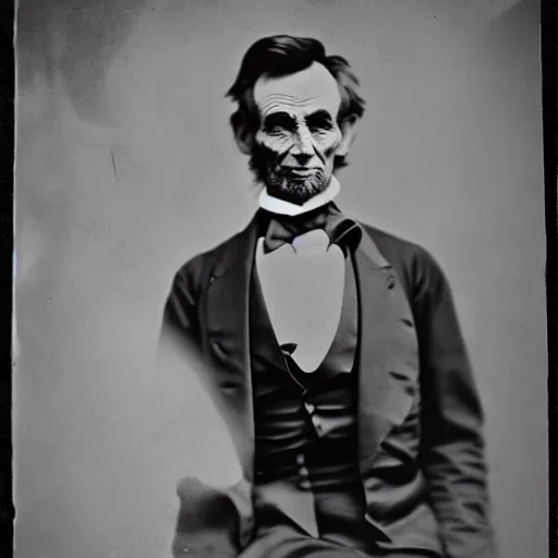 Prompt: sexy, shirtless Abraham Lincoln makes finger guns towards the camera, tintype photo, 4k, detailed