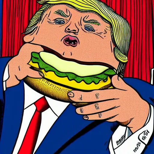 close - up portrait of obese donald trump eating a | Stable Diffusion ...