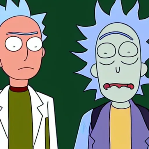 Image similar to rick and morty swapped bodies and unsure of what life is anymore