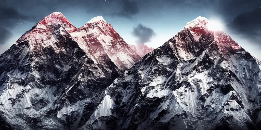 Prompt: a close - up photographic picture of a mount everest, photographic filter, unreal engine 5, realistic, hyperdetailed, 8 k, cinematic, volumetric lighting, very realistic effect, hd, hdr, 4 k, sharp focus, octane render, ultra detailed, high resolution, trending on artstation in the style of albert dros glowing rich colors powerful imagery