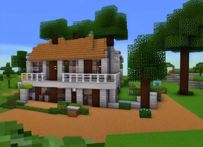 Prompt: a the sims 4 style house built in minecraft