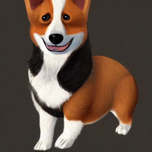 Image similar to a corgi vampire in the style of jean baptiste monge