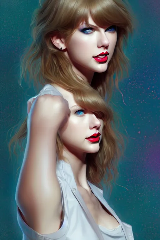 Image similar to taylor swift, evangelion, au naturel, hyper detailed, digital art, trending in artstation, cinematic lighting, studio quality, smooth render, frostbite 3 engine rendered, art style by klimt and nixeu and ian sprigger and wlop and krenz cushart