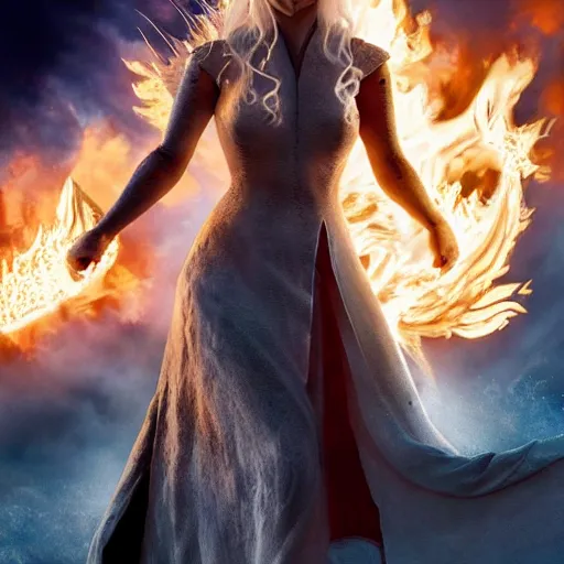 Image similar to Daenerys Targaryen breathing fire dragon Sydney burning w-768