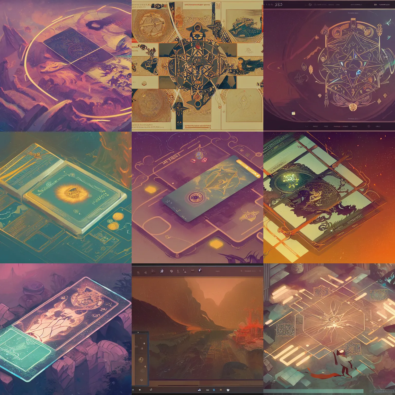 Prompt: user interface, tarot layout, right elevation, by victo ngai and andreas rocha and greg rutkowski, trending on artstation, unreal engine, 8 k hd wallpaperjpeg artifact, blur, artfact