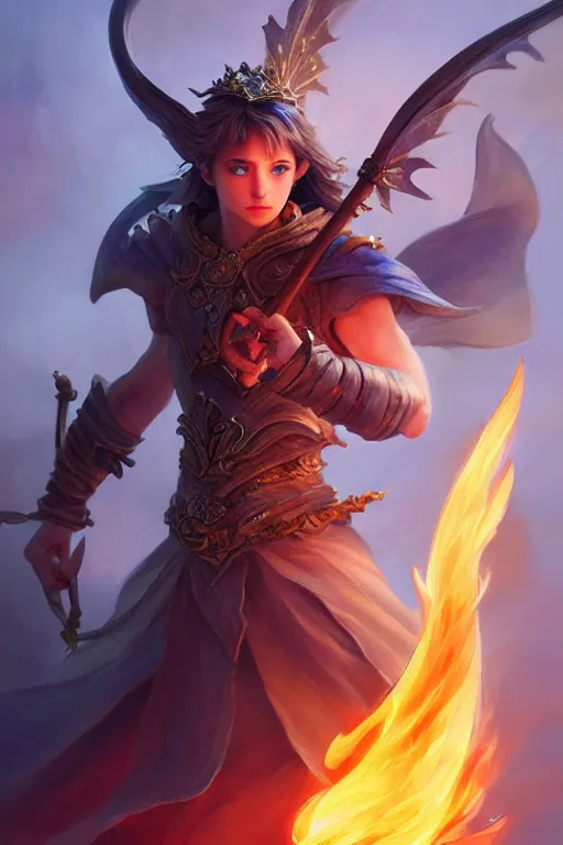 Image similar to legendary fairy prince hold flame staff, blue energy, highly detailed, d & d, fantasy, highly detailed, digital painting, trending on artstation, concept art, sharp focus, illustration, global illumination, ray tracing, realistic shaded, art by artgerm and greg rutkowski and fuji choko and viktoria gavrilenko and hoang lap