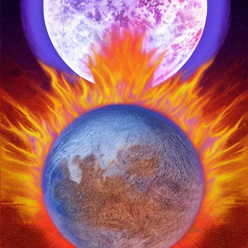 Prompt: burning planet, digital art