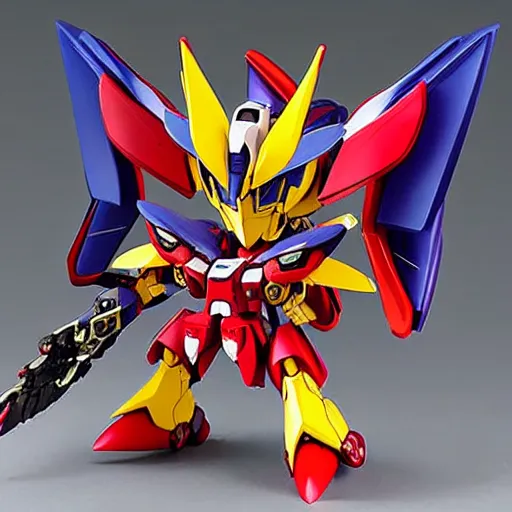 Prompt: chibi super-deformed Wing Gundam robot by Hajime Katoki, Super Robot Wars