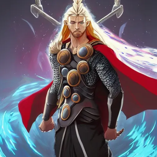 Prompt: anime portrait of Thor as a shaman yedi using dark force to eliminate trump as an anime antagonist by Stanley Artgerm Lau, WLOP, Rossdraws, James Jean, Andrei Riabovitchev, Marc Simonetti, and Sakimichan, trending on artstation