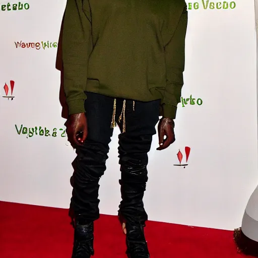 Image similar to kanye west dressed up as an avocado, red carpet photography