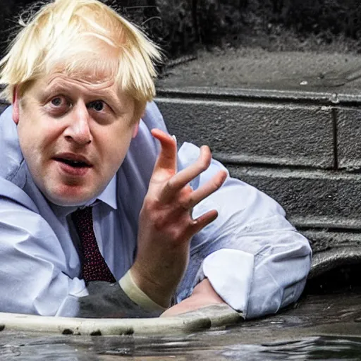 Image similar to photo of boris johnson lost in the sewers