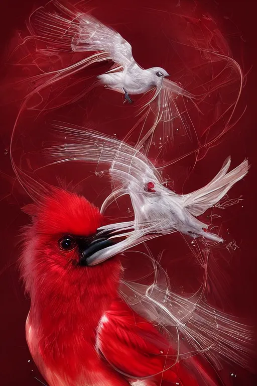 Prompt: Ethereal Cardinal bird, intricate detail, ornate, conceptual art, soft light, dynamic, art by artgerm