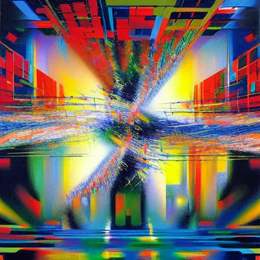 Image similar to abstract art representing momentum, oil painting by john berkey and gabriel dawe, masterwork