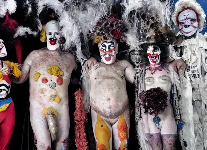 Prompt: still from a surreal art house film by alejandro jodorowsky, kenneth anger and joel - peter witkin : : big international production by a major studio : : archetypal themes, freak show clowns, camp, sleaze : : cinemascope, technicolor, 8 k