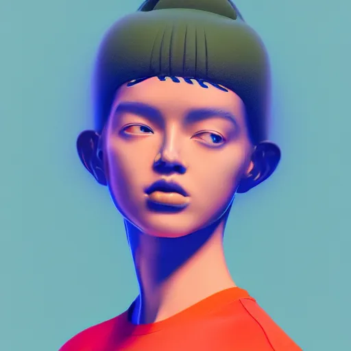 Image similar to abstract 3d female in a modern nike suite age 14 by james jean and Jason Chan, rendering, redshift, octane