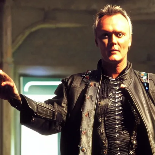 Image similar to Anthony Head as Cyberpunk Uther