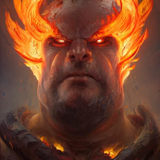 Prompt: ragnaros the fire lord, au naturel, hyper detailed, digital art, trending in artstation, cinematic lighting, studio quality, smooth render, unreal engine 5 rendered, octane rendered, art style by klimt and nixeu and ian sprigger and wlop and krenz cushart