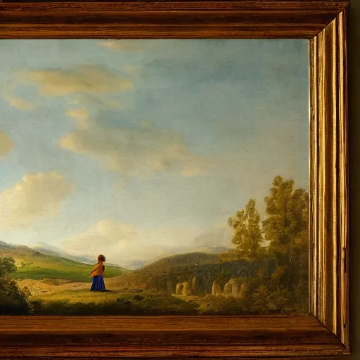 Prompt: landscape with girl by jonas burgert