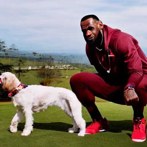 Image similar to lebron james with that dog in him, professional photograph, hd quality, high quality 4 k quality, 8 k quality, high detail