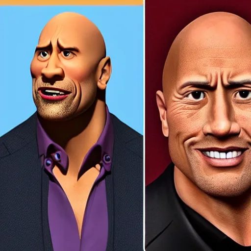 Image similar to dwayne johnson as pixar characters