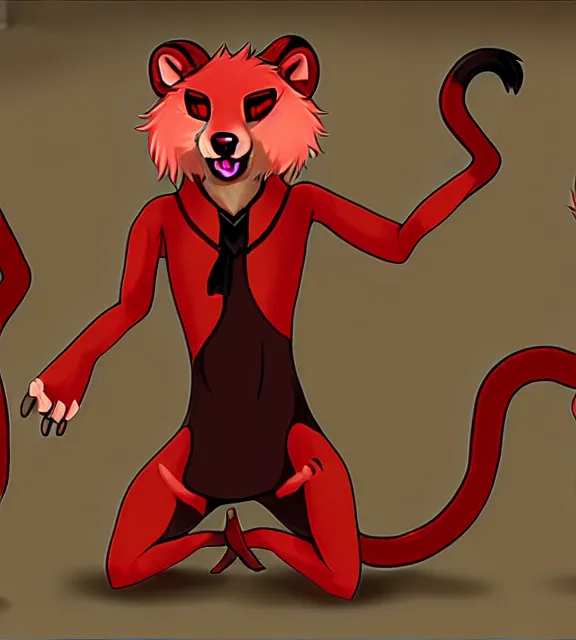 Image similar to furry - male - red - black - weasel - necromancer - fursona uhd ue 5 visual novel pc game expressions