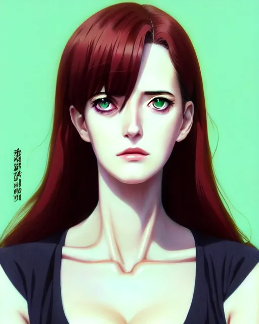 Image similar to portrait Anime as eva green girl cute-fine-face, brown-red-hair pretty face, realistic shaded Perfect face, fine details. Anime. realistic shaded lighting by Ilya Kuvshinov katsuhiro otomo ghost-in-the-shell, magali villeneuve, artgerm, rutkowski, WLOP Jeremy Lipkin and Giuseppe Dangelico Pino and Michael Garmash and Rob Rey