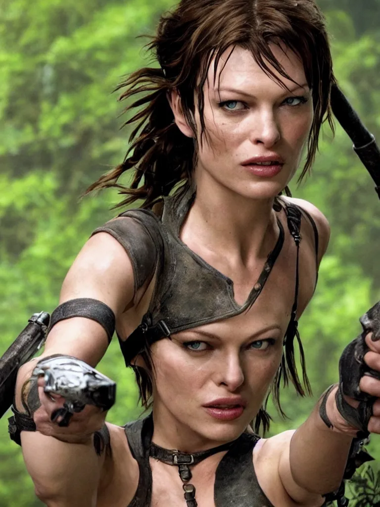 Image similar to Mila Jovovich as Tomb raider