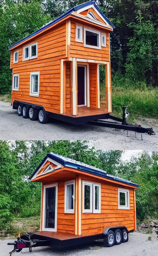 Image similar to tiny home that looks exactly like kamianets - podilskyi castle, but on a trailer