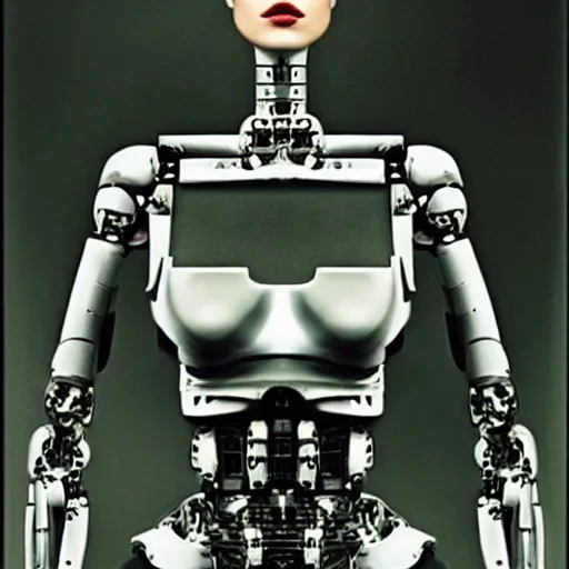 Prompt: a robot woman photographed by annie leibovitz