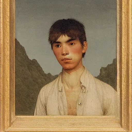 Image similar to a young man in guilin, by caspar david friedrich,