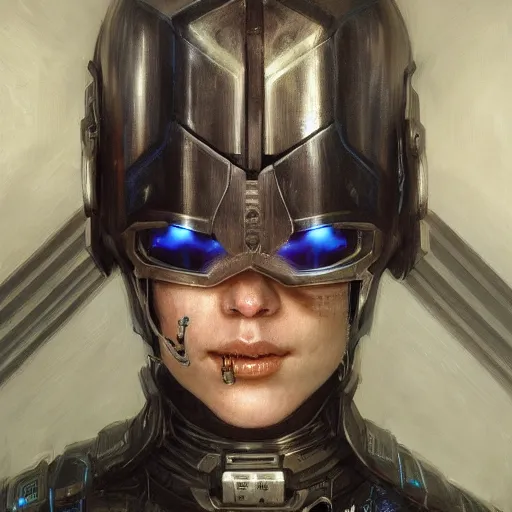 Image similar to the void slayer as a realistic cyberpunk knight, closeup portrait art by donato giancola and greg rutkowski, realistic face, digital art, trending on artstation, symmetry!!, skull helmet