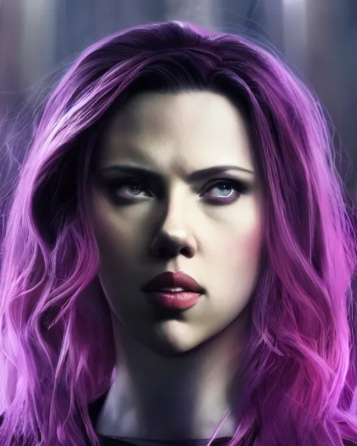 Prompt: scarlett johansson portraying a beautiful psylocke from marvel comics, beautiful scarlett johansson psylocke, movie, hyper realistic, hollywood promotional image, imax, 8 k