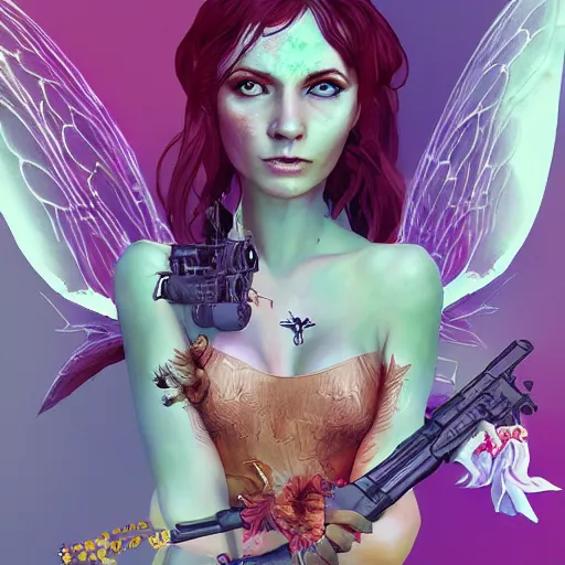 Image similar to fairy queen in GTA V, cover art by Stephen Bliss, artstation