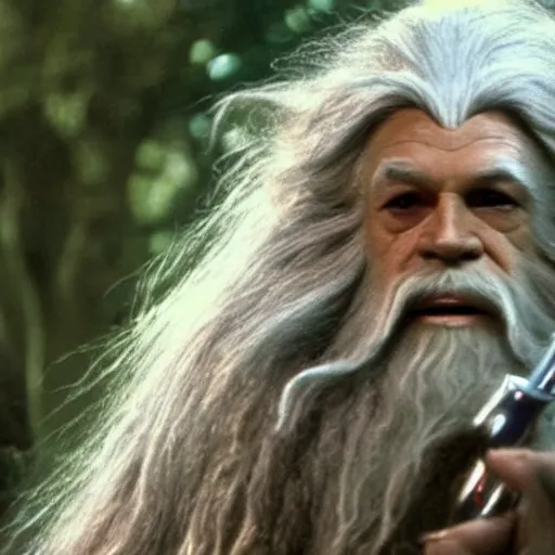 Image similar to gandalf as chewbacca, shampoo commercial, shampoo advertisement