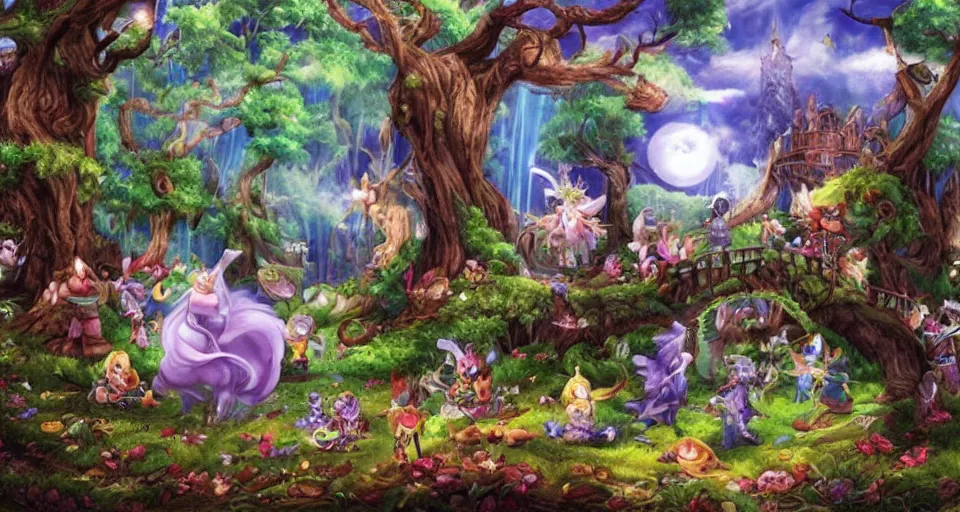 Image similar to Enchanted and magic forest, from Final fantasy