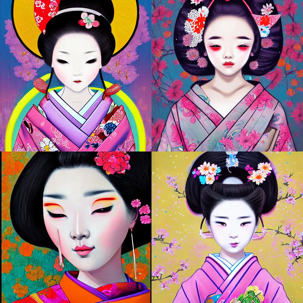 Prompt: digital painting of a beautiful geisha by hikari shimoda