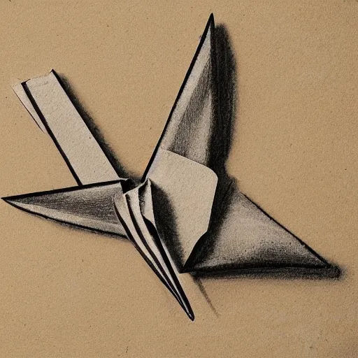 Image similar to a paper crane by michelangelo