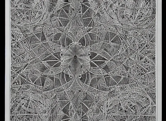 Image similar to symmetry!! hyper detailed bw linear pencil drawing, arabic man portrait, organic symmetric shapes by ernst haeckel