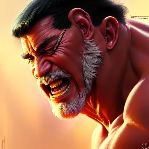 Image similar to Hulk Hogan, fantasy, intricate, elegant, highly detailed, digital painting, artstation, concept art, matte, sharp focus, illustration, art by Artgerm and Greg Rutkowski and Alphonse Mucha