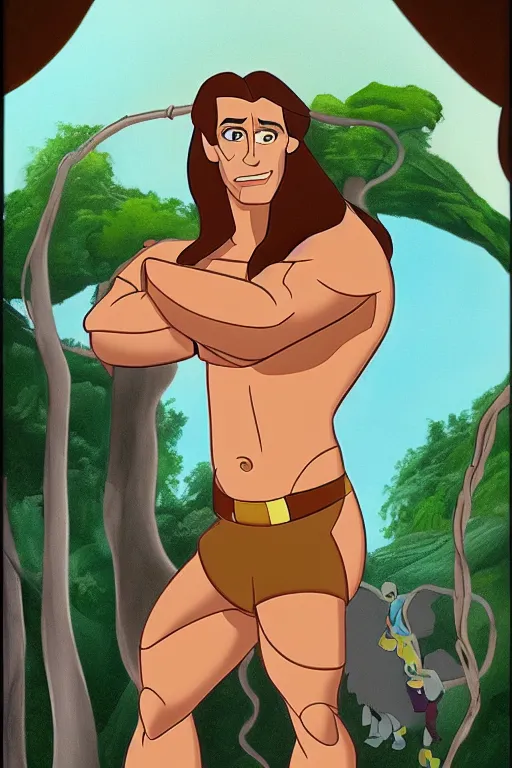 Image similar to disney's tarzan, solo portrait, 🎨🖌