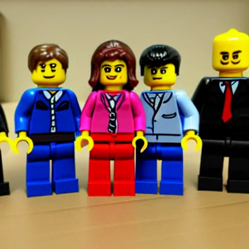 Image similar to the cast of the office as lego figurines