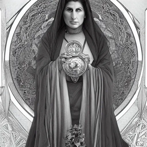 Image similar to amazing lifelike award winning pencil illustration of sister Mary Patrick Kathy najimy trending on art station artgerm Greg rutkowski alphonse mucha cinematic