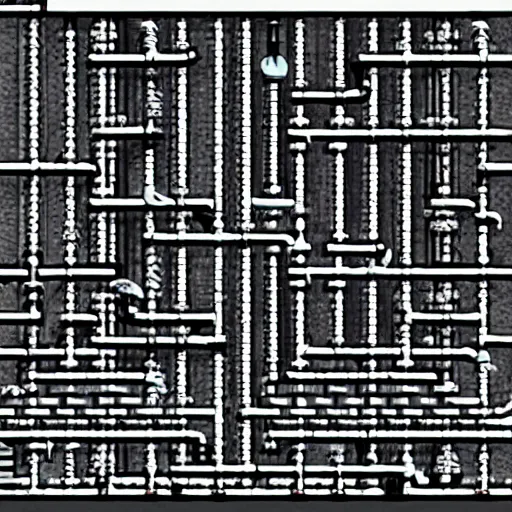 Image similar to infinite dark labyrinth of pipes